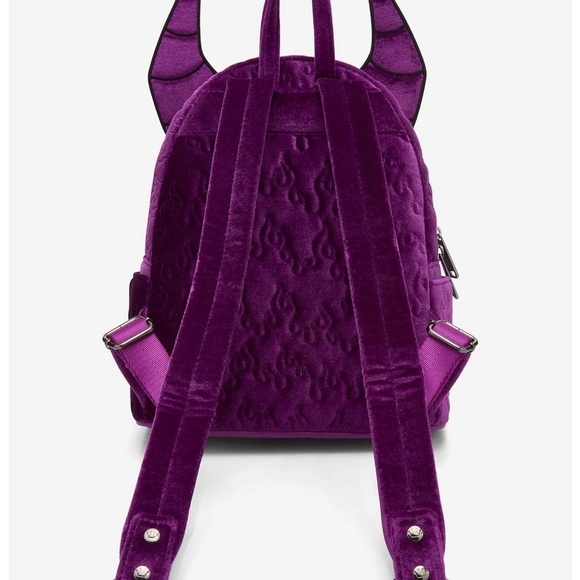 Loungefly Disney Sleeping Beauty Purple Velvet Maleficent Figural Mini Backpack - Picture 3 of 4